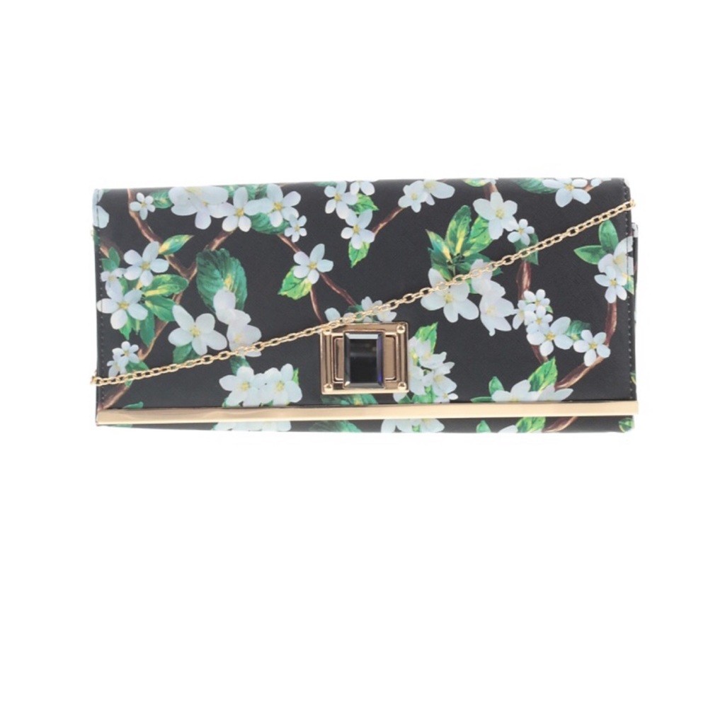 2/$10 Rebecca & Rifka black white floral clutch new